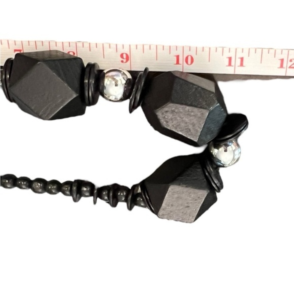 SALE!! 2 for $15 Paparazzi Wooden Bead Necklace Black Silver Earrings Discs Boho - Picture 9 of 11